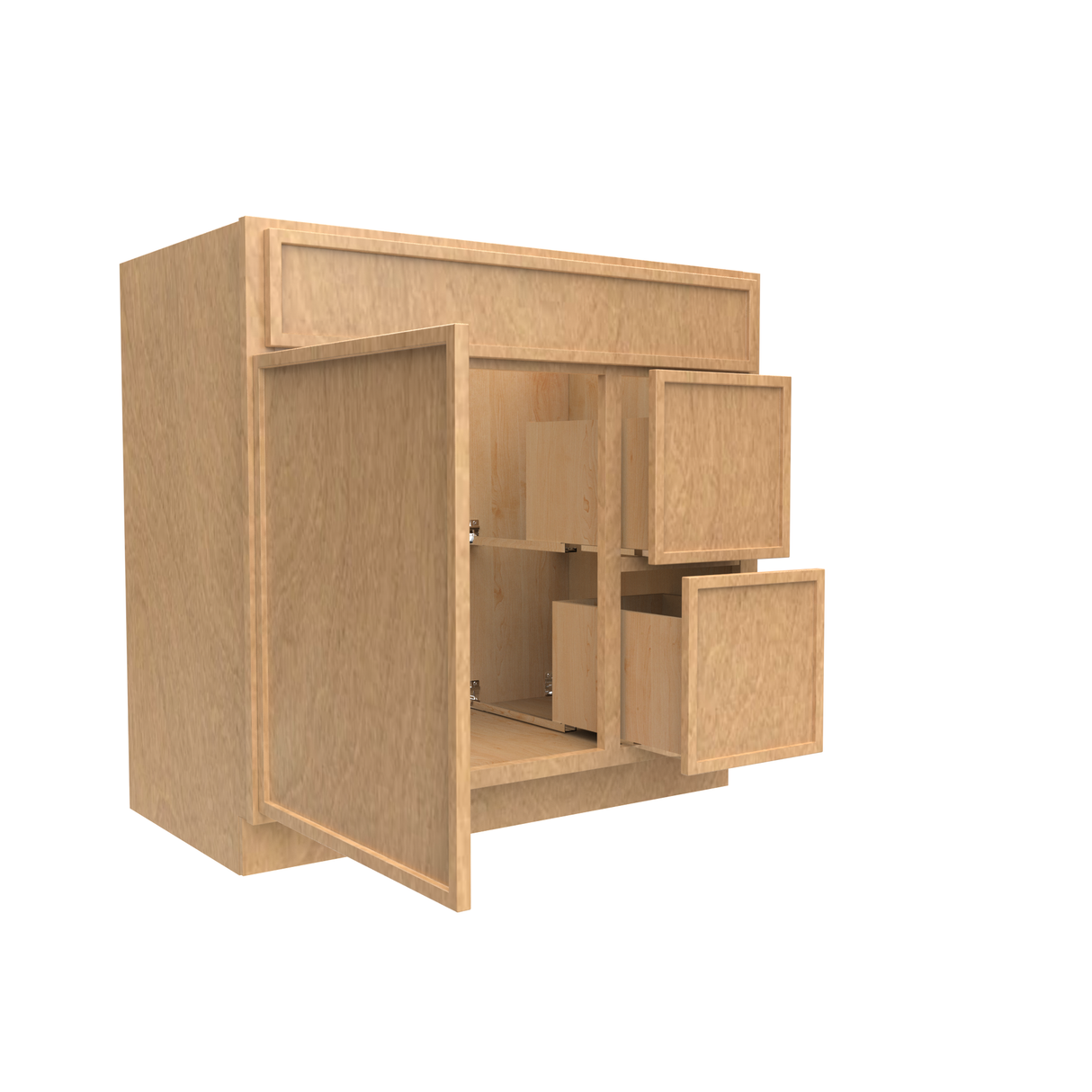 Slim Shaker Karamel - 36 Inch Vanity Sink Drawer Base Cabinet - 36" Width x 34.5" Height x 21" Depth