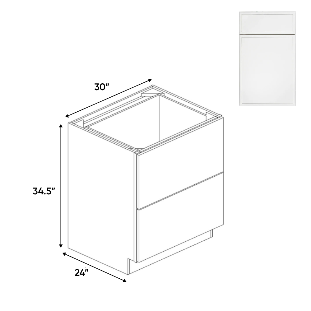 Slim Shaker Oatmeal - 30 Inch Double Drawer Base Cabinet - 30" Width x 34.5" Height x 24" Depth