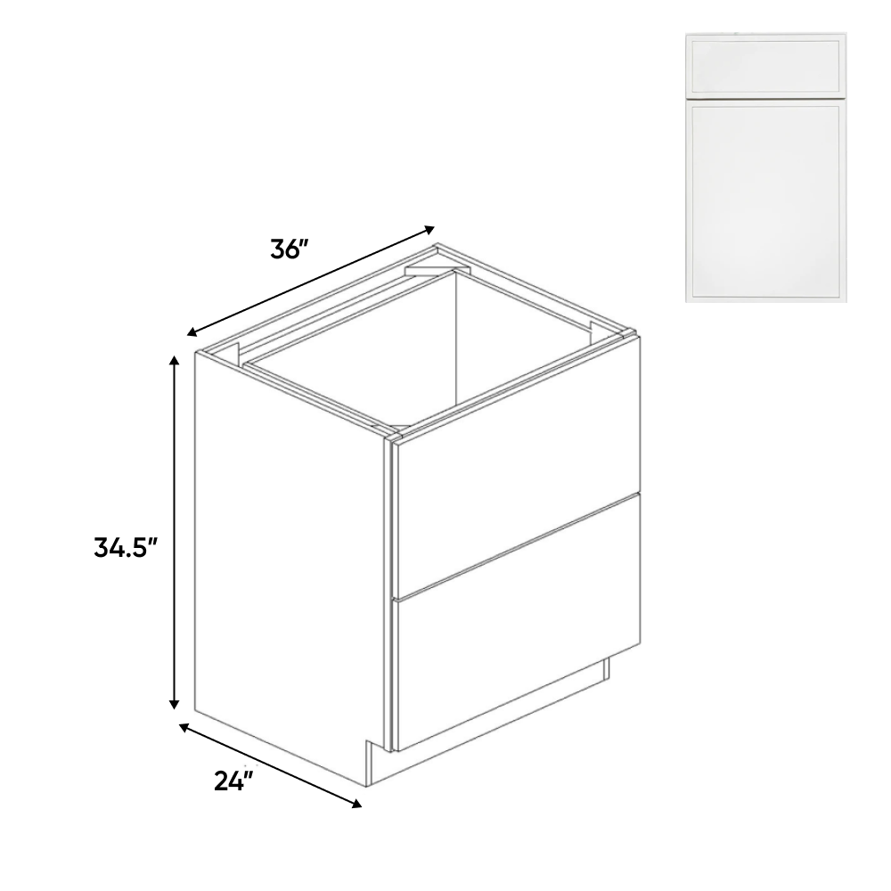 Slim Shaker Oatmeal - 36 Inch Double Drawer Base Cabinet - 36" Width x 34.5" Height x 24" Depth