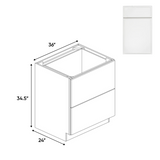Slim Shaker Oatmeal - 36 Inch Double Drawer Base Cabinet - 36" Width x 34.5" Height x 24" Depth