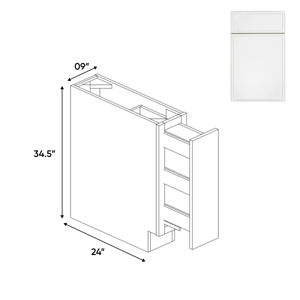 Slim Shaker Oatmeal - 9 Inch Spice Rack Base Cabinet - 09" Width x 34.5" Height x 24" Depth