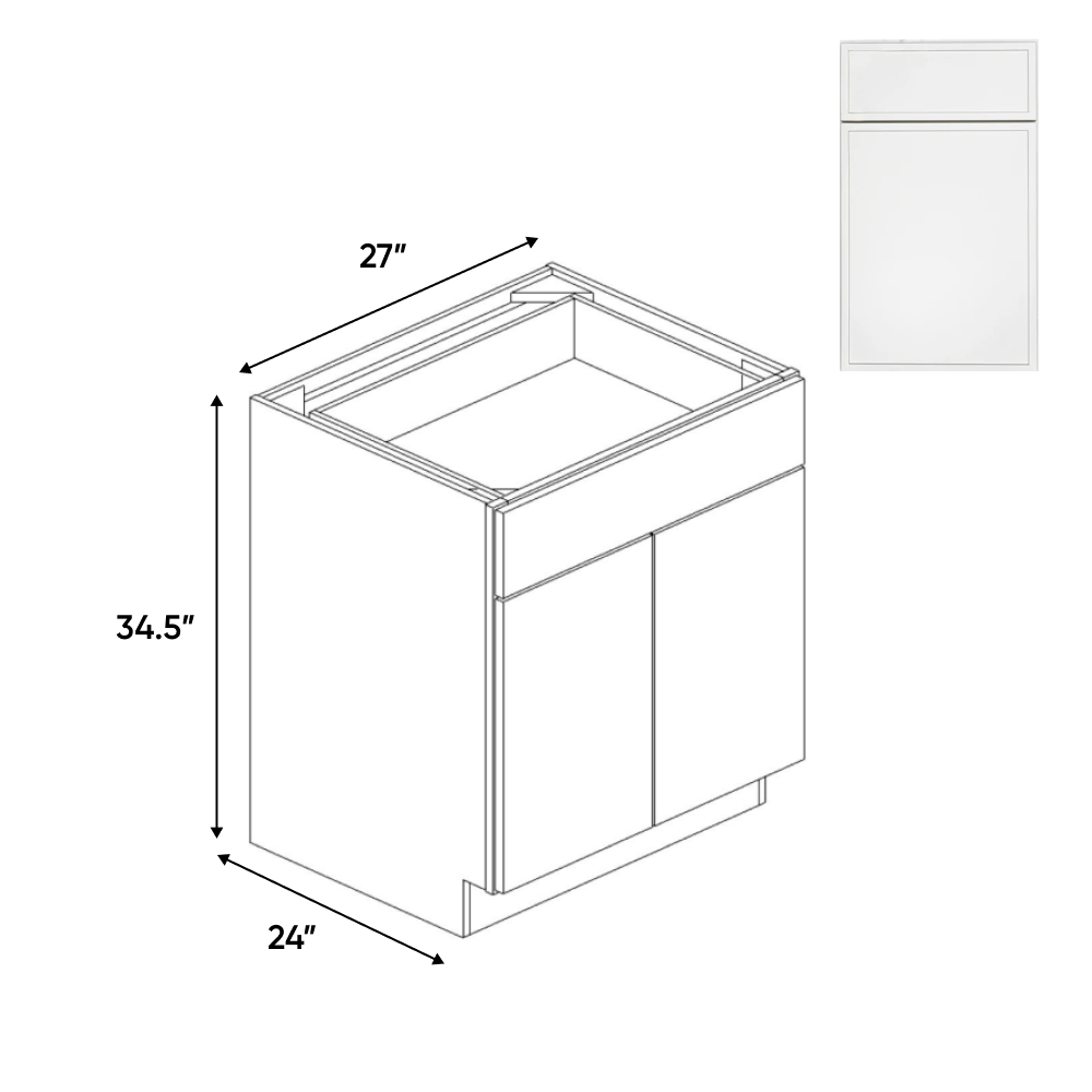 Slim Shaker Oatmeal - 27 Inch Full Height Double Door Base Cabinet - 27" Width x 34.5" Height x 24" Depth