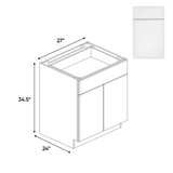 Slim Shaker Oatmeal - 27 Inch Full Height Double Door Base Cabinet - 27" Width x 34.5" Height x 24" Depth