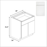 Slim Shaker Oatmeal - 39 Inch Full Height Double Door Base Cabinet - 39" Width x 34.5" Height x 24" Depth