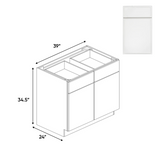 Slim Shaker Oatmeal - 39 Inch Double Door Base Cabinet - 39" Width x 34.5" Height x 24" Depth