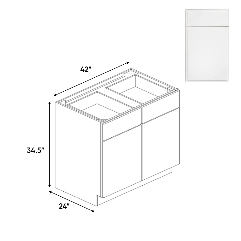 Slim Shaker Oatmeal - 42 Inch Double Door Base Cabinet - 42" Width x 34.5" Height x 24" Depth
