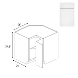 Slim Shaker Oatmeal - 36 Inch Square Corner Base Cabinet - 36" Width x 34.5" Height x 24" Depth