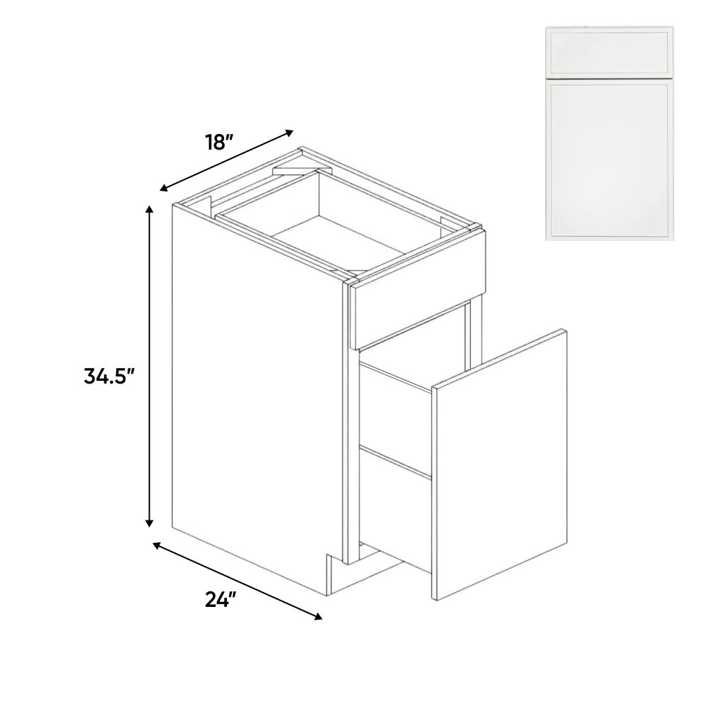 Slim Shaker Oatmeal - 18 Inch Waste Basket Base Cabinet - 18" Width x 34.5" Height x 24" Depth