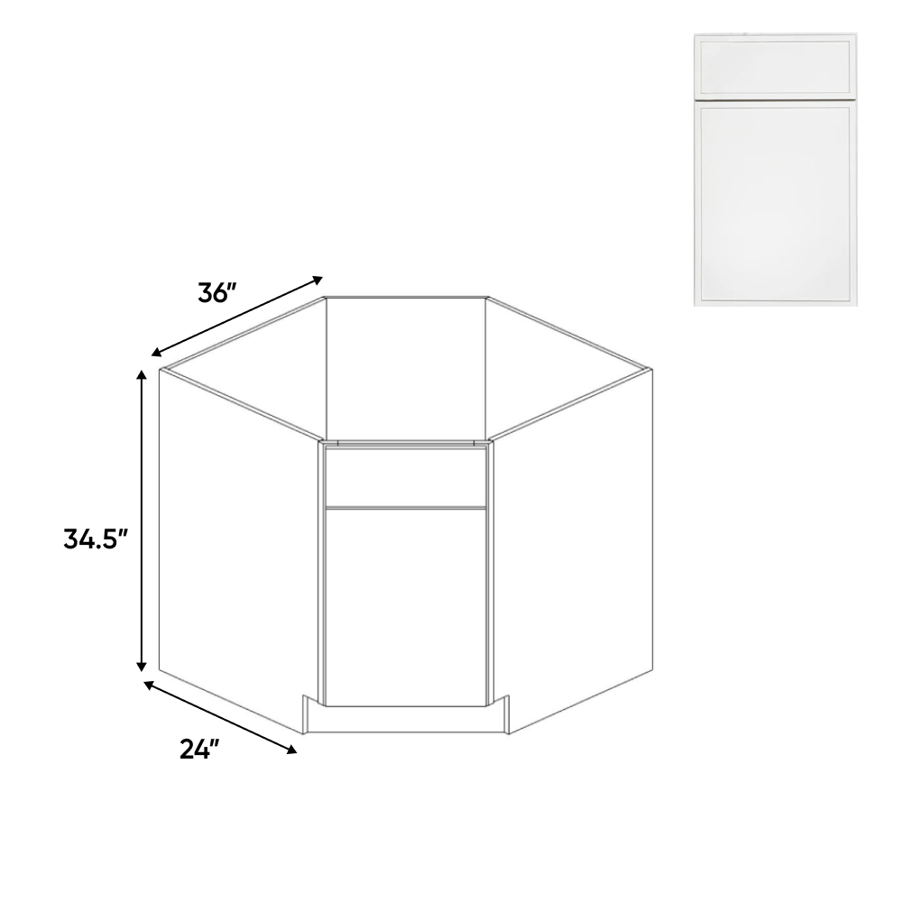 Slim Shaker Oatmeal - 36 Inch Diagnonal Corner Sink Base Cabinet - 36" Width x 34.5" Height x 24" Depth