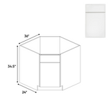 Slim Shaker Oatmeal - 36 Inch Diagnonal Corner Sink Base Cabinet - 36" Width x 34.5" Height x 24" Depth