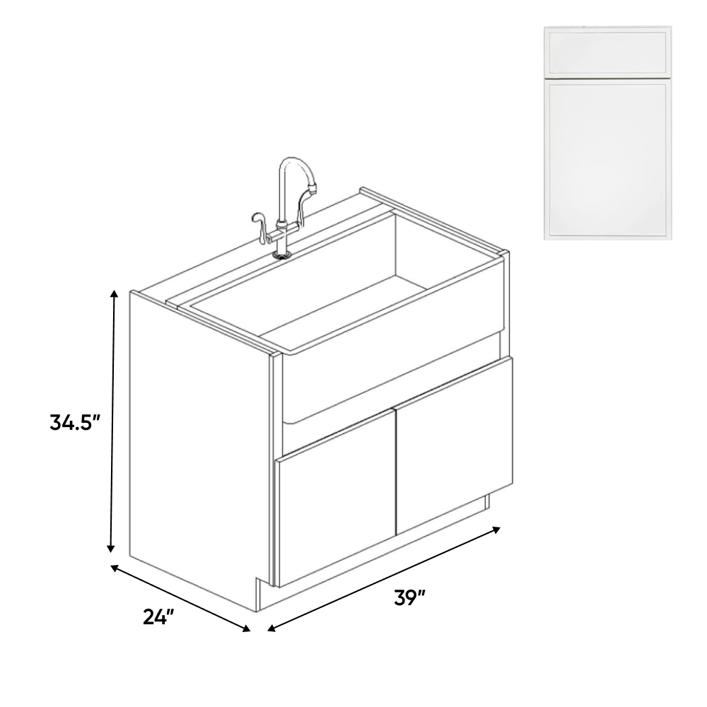 Slim Shaker Oatmeal - 39 Inch Farm Sink Base Cabinet - 39" Width x 34.5" Height x 24" Depth