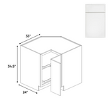 Slim Shaker Oatmeal - 33 Inch Lazy Susan Base Cabinet - 33" Width x 34.5" Height x 24" Depth