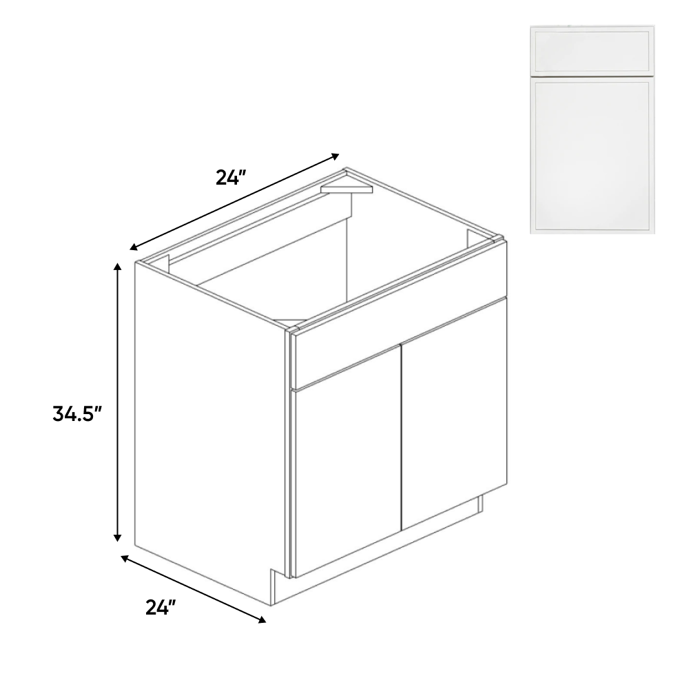 Slim Shaker Oatmeal - 24 Inch Sink Base Cabinet - 24" Width x 34.5" Height x 24" Depth