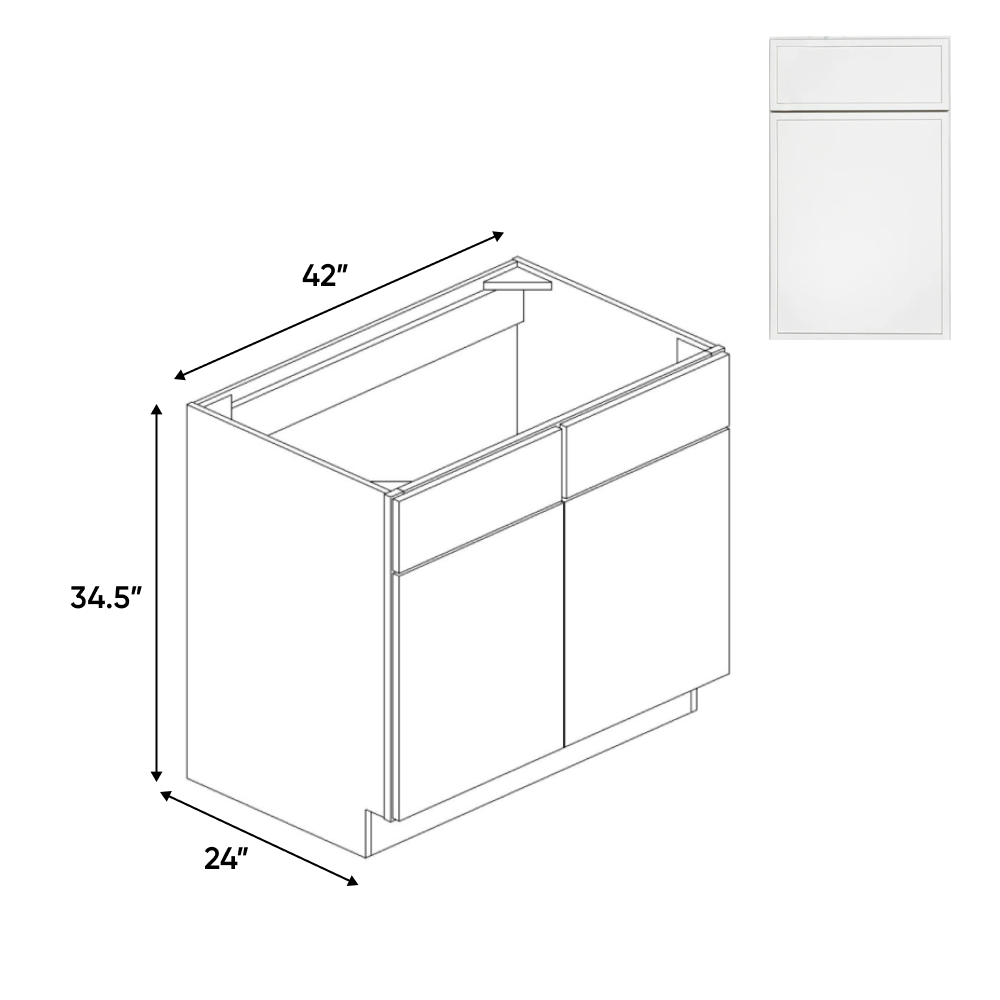 Slim Shaker Oatmeal - 42 Inch Sink Base Cabinet - 42" Width x 34.5" Height x 24" Depth