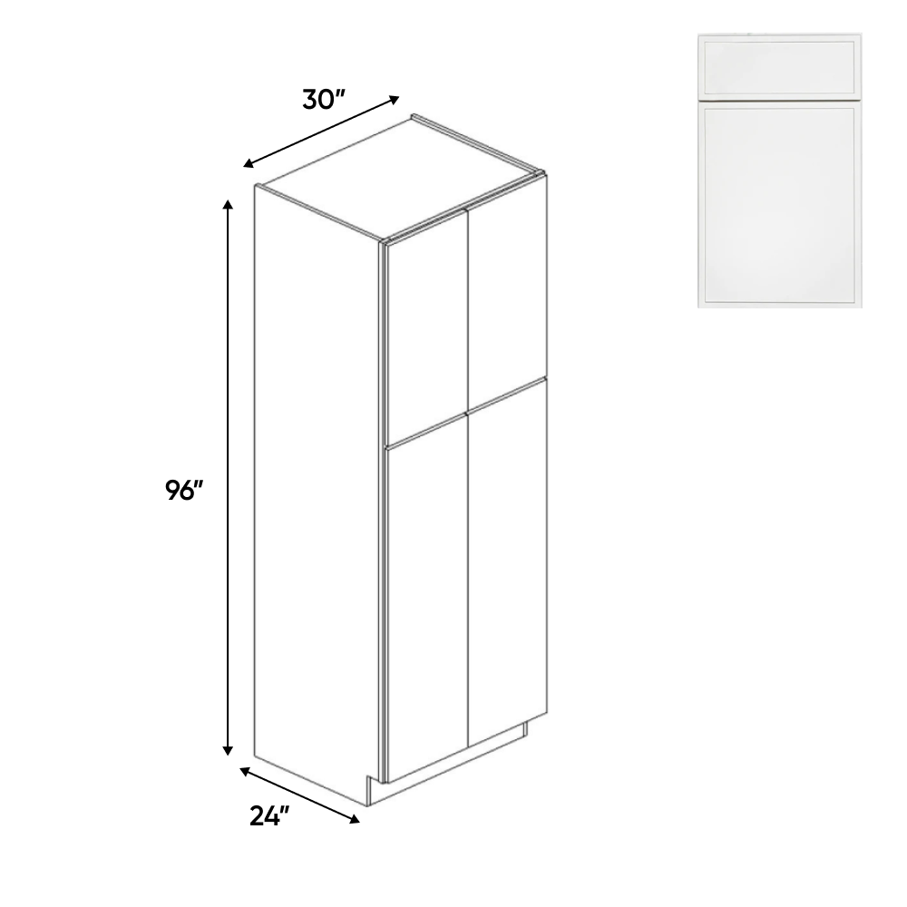 Slim Shaker Oatmeal - 30 Inch Double Door Pantry Tall Cabinet - 30" Width x 96" Height x 24" Depth
