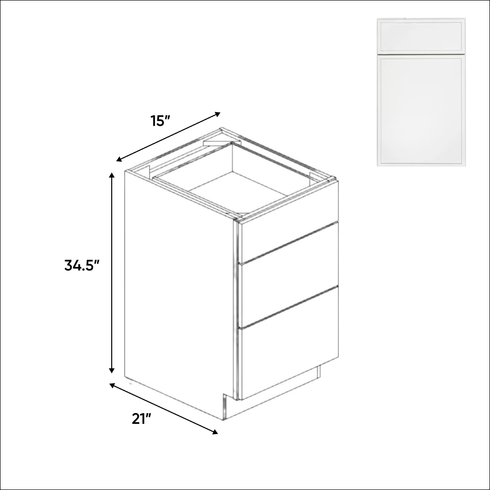 Slim Shaker Oatmeal - 15 Inch Vanity Drawer Base Cabinet - 15" Width x 34.5" Height x 21" Depth