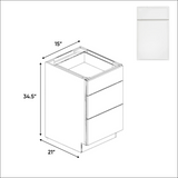 Slim Shaker Oatmeal - 15 Inch Vanity Drawer Base Cabinet - 15" Width x 34.5" Height x 21" Depth