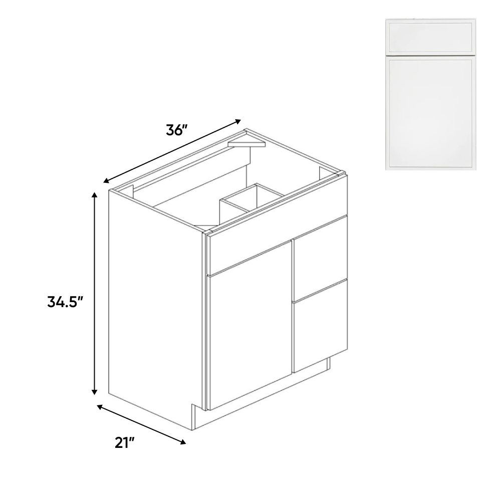Slim Shaker Oatmeal - 36 Inch Vanity Sink Drawer Base Cabinet - 36" Width x 34.5" Height x 21" Depth