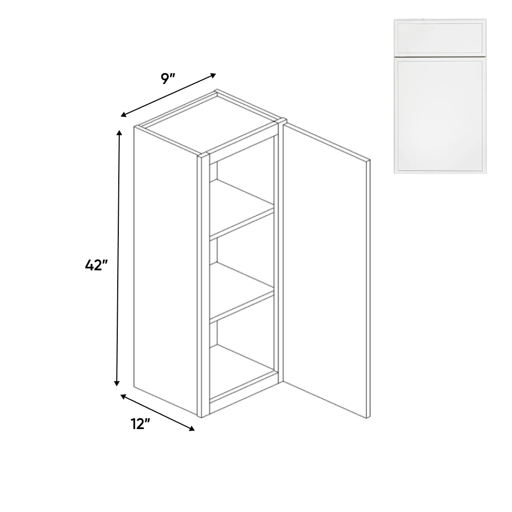 Slim Shaker Oatmeal - 9 Inch Height Single Door Wall Cabinet - 09" Width x 42" Height x 12" Depth