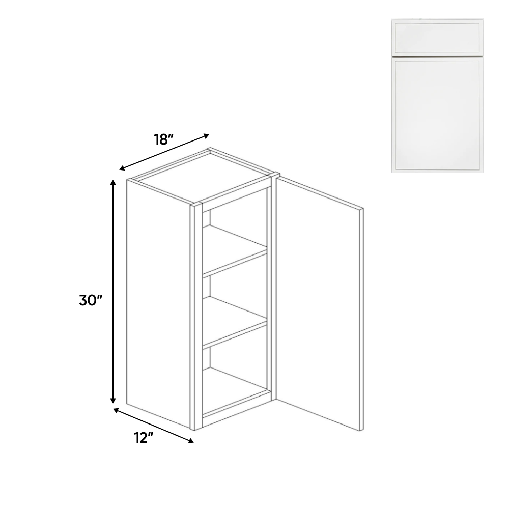 Slim Shaker Oatmeal - 18 Inch Height Single Door Wall Cabinet - 18" Width x 30" Height x 12" Depth