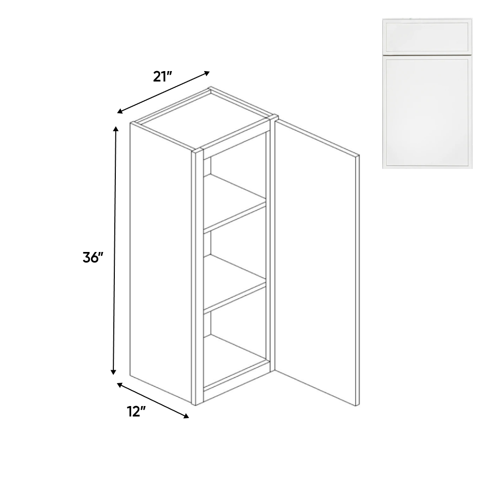 Slim Shaker Oatmeal - 21 Inch Height Single Door Wall Cabinet - 21" Width x 36" Height x 12" Depth