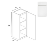 Slim Shaker Oatmeal - 21 Inch Height Single Door Wall Cabinet - 21" Width x 36" Height x 12" Depth