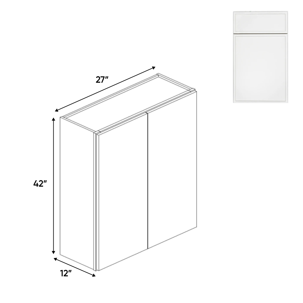 Slim Shaker Oatmeal - 27 Inch Height Double Door Wall Cabinet - 27" Width x 42" Height x 12" Depth