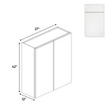 Slim Shaker Oatmeal - 27 Inch Height Double Door Wall Cabinet - 27" Width x 42" Height x 12" Depth