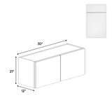 Slim Shaker Oatmeal - 30 Inch Height Double Door Wall Cabinet - 30" Width x 21" Height x 12" Depth