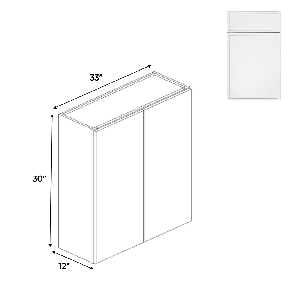 Slim Shaker Oatmeal - 33 Inch Height Double Door Wall Cabinet - 33" Width x 30" Height x 12" Depth