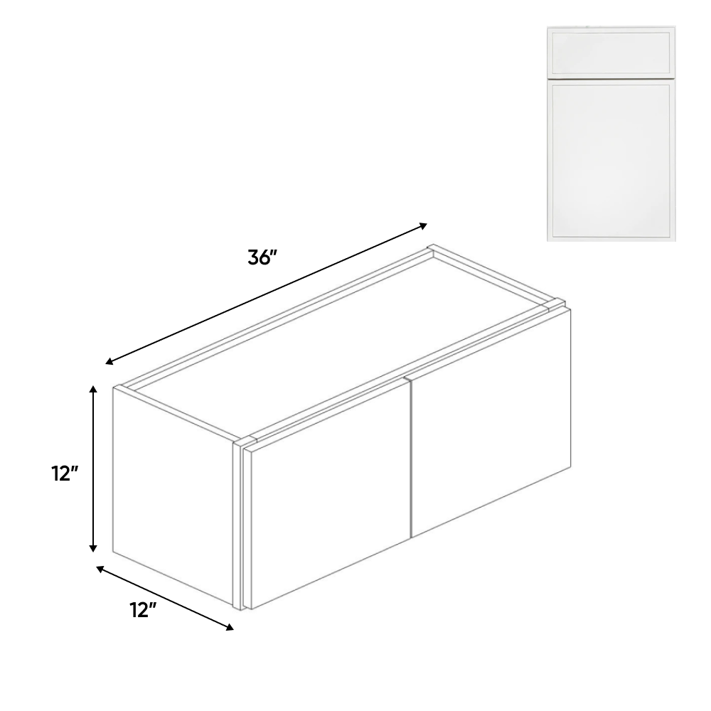 Slim Shaker Oatmeal - 36 Inch Height Double Door Wall Cabinet - 36" Width x 12" Height x 12" Depth
