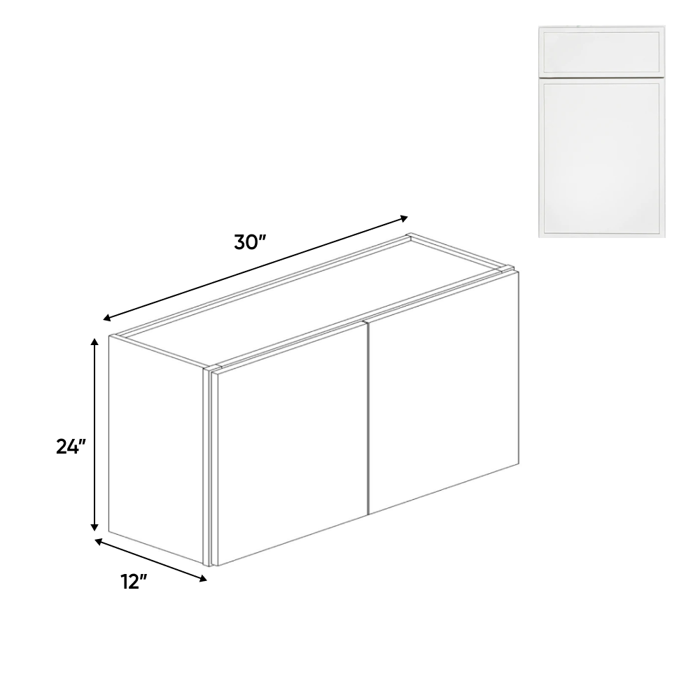 Slim Shaker Oatmeal - 36 Inch Height Double Door Wall Cabinet - 36" Width x 24" Height x 12" Depth