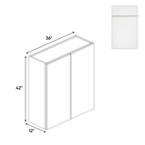 Slim Shaker Oatmeal - 36 Inch Height Double Door Wall Cabinet - 36" Width x 42" Height x 12" Depth