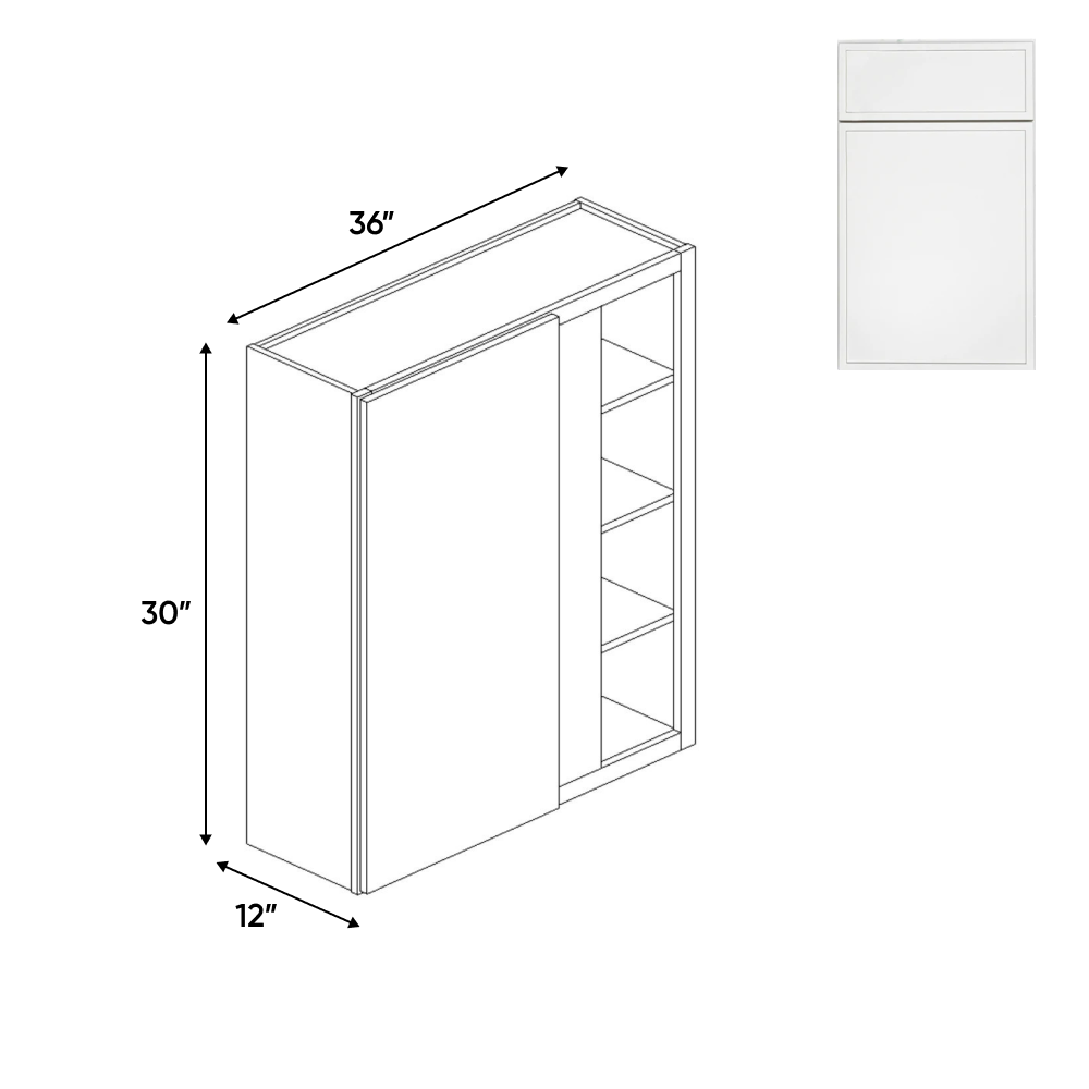 Slim Shaker Oatmeal - 36x30 Inch Wall Blind Corner Wall Cabinet - 36" Width x 30" Height x 12" Depth