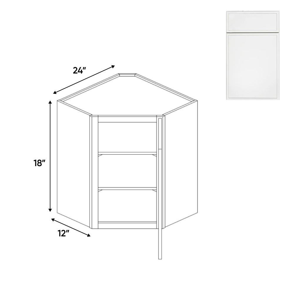 Slim Shaker Oatmeal - 24 Inch Diagonal Corner Wall Cabinet - 24" Width x 18" Height x 12" Depth