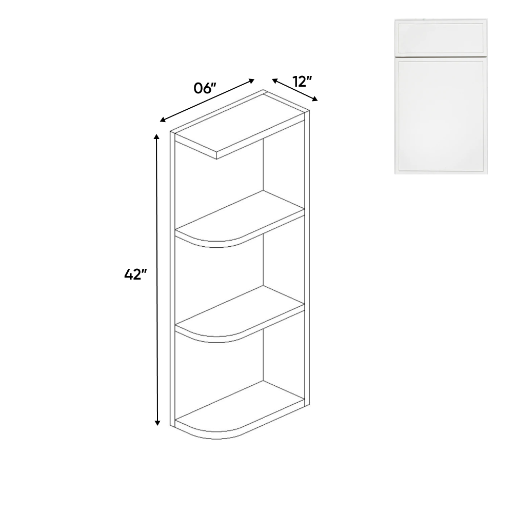 Slim Shaker Oatmeal - 42 Inch Wall Open Shelf Wall Cabinet - 06" Width x 42" Height x 12" Depth