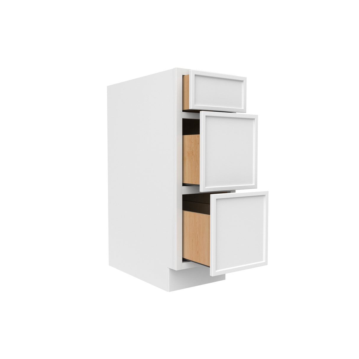 Slim Shaker Oatmeal - 12 Inch Three Drawer Base Cabinet - 12" Width x 34.5" Height x 24" Depth