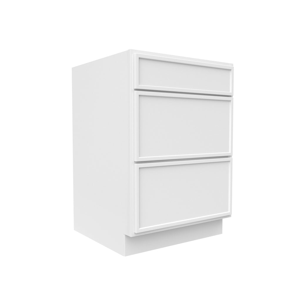 Slim Shaker Oatmeal - 24 Inch Three Drawer Base Cabinet - 24