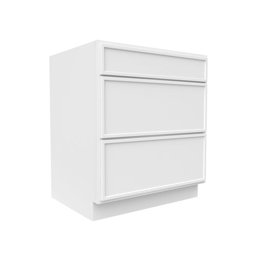 Slim Shaker Oatmeal - 30 Inch Three Drawer Base Cabinet - 30