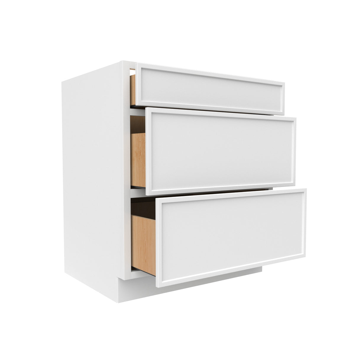 Slim Shaker Oatmeal - 30 Inch Three Drawer Base Cabinet - 30" Width x 34.5" Height x 24" Depth