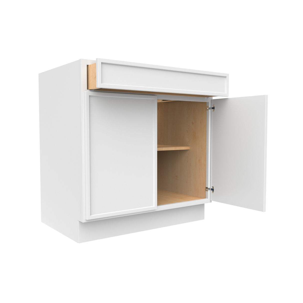 Slim Shaker Oatmeal - 33 Inch Full Height Double Door Base Cabinet - 33" Width x 34.5" Height x 24" Depth