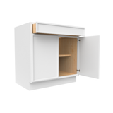 Slim Shaker Oatmeal - 33 Inch Full Height Double Door Base Cabinet - 33" Width x 34.5" Height x 24" Depth