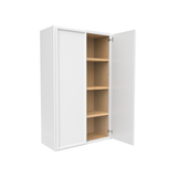 Slim Shaker Oatmeal - 27 Inch Height Double Door Wall Cabinet - 27" Width x 42" Height x 12" Depth