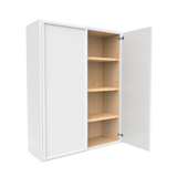 Slim Shaker Oatmeal - 33 Inch Height Double Door Wall Cabinet - 33" Width x 42" Height x 12" Depth