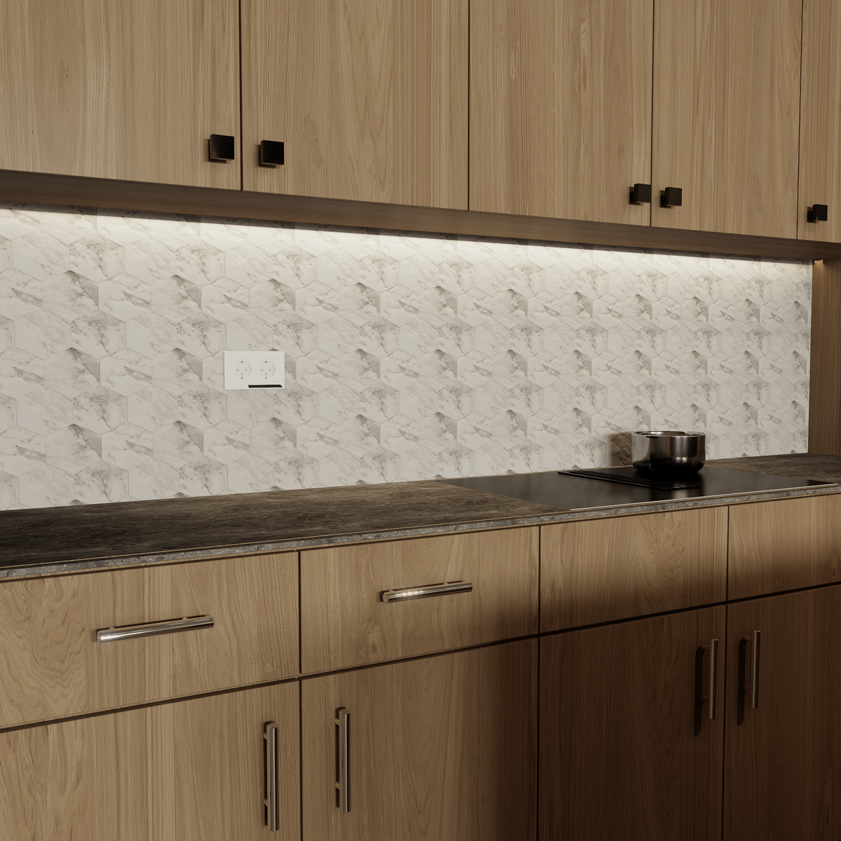 6 in Hexagon La Marca Arabescato Honed Glazed Porcelain Mosaic Tile