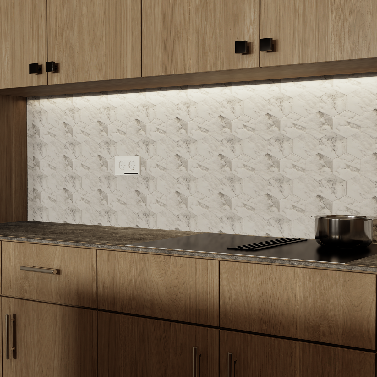 6 in Hexagon La Marca Arabescato Honed Glazed Porcelain Mosaic Tile