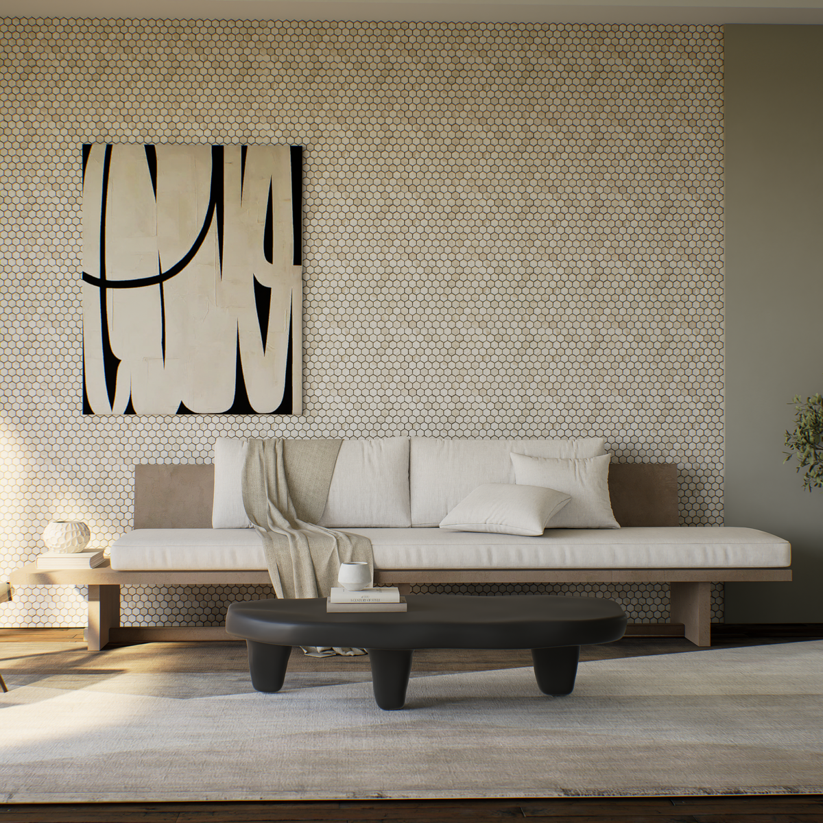 1-1/4 in Hexagon Impero Reale Honed Marble Mosaic