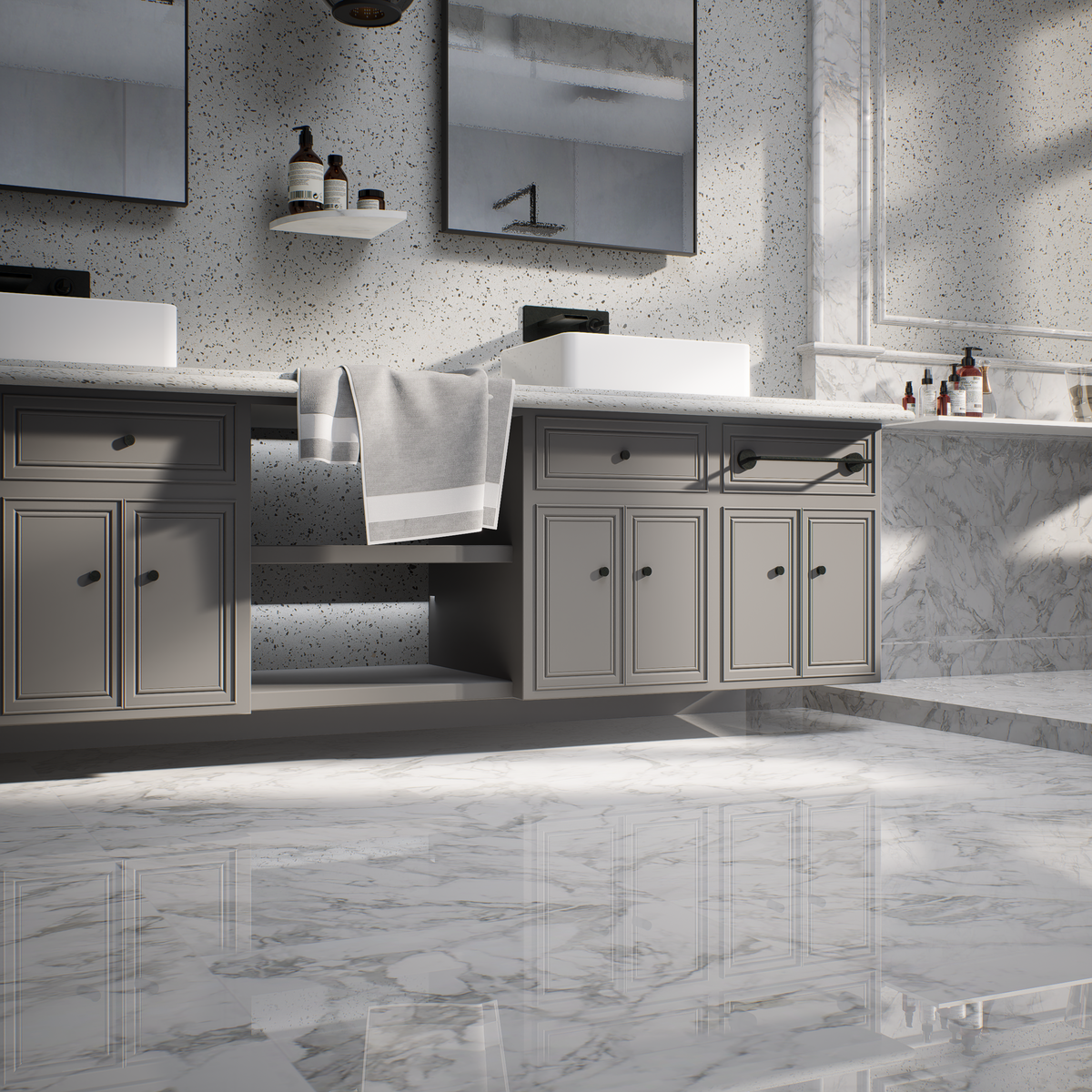 24 X 24 In La Marca Arabescato Polished Rectified Glazed Porcelain