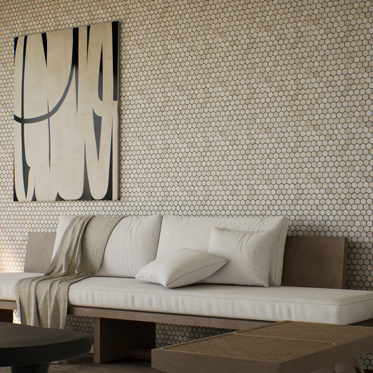 1-1/4 in Hexagon Impero Reale Honed Marble Mosaic