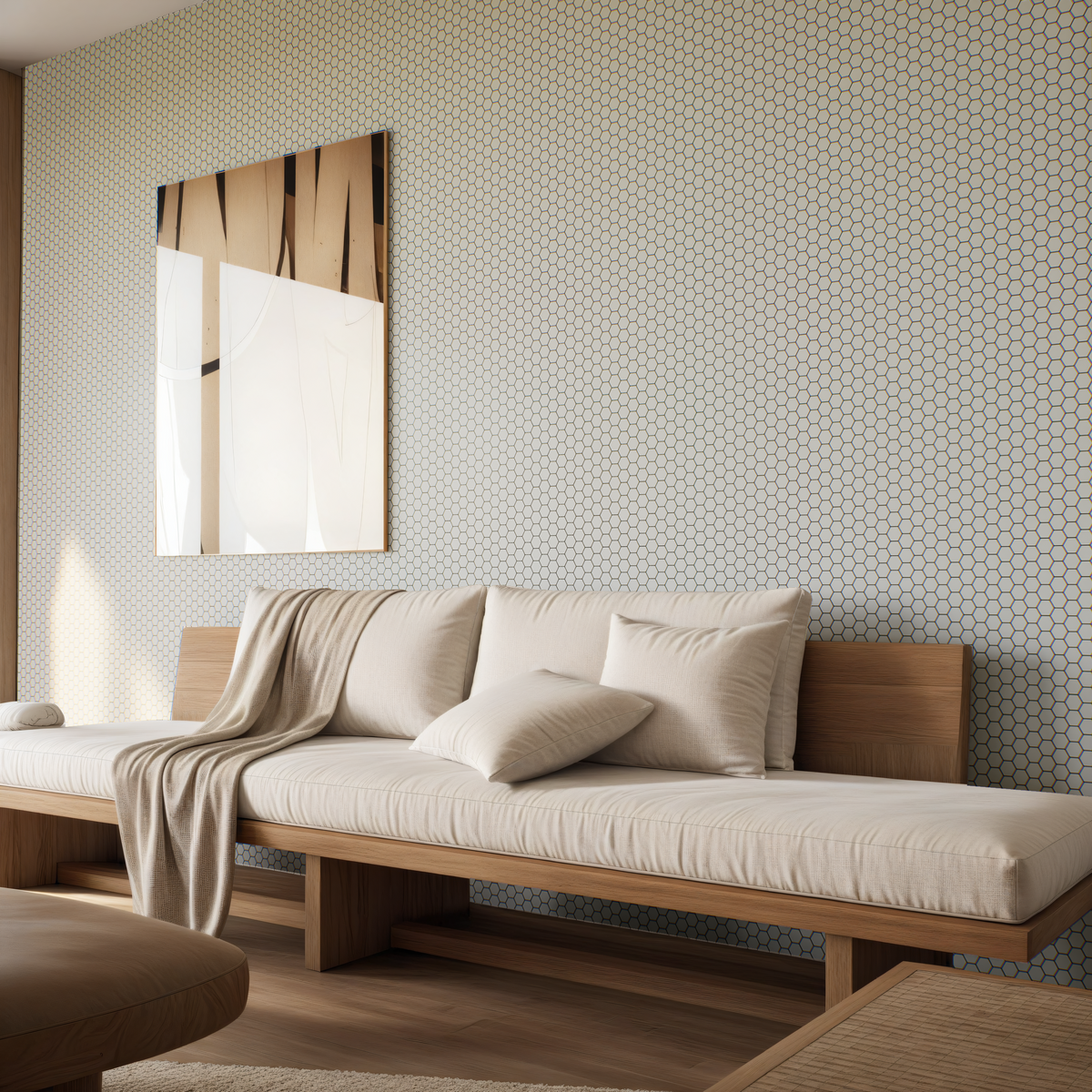 1 in Hexagon Soho Canvas White Matte Glazed Porcelain Mosaic
